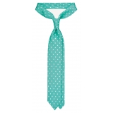 Viola Milano - Polka Dot Untipped Linen Tie - Mint - Handmade in Italy - Luxury Exclusive Collection