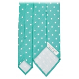 Viola Milano - Polka Dot Untipped Linen Tie - Mint - Handmade in Italy - Luxury Exclusive Collection