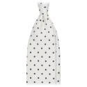 Viola Milano - Polka Dot Untipped Linen Tie - Natural White - Handmade in Italy - Luxury Exclusive Collection