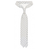 Viola Milano - Polka Dot Untipped Linen Tie - Natural White - Handmade in Italy - Luxury Exclusive Collection