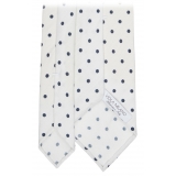 Viola Milano - Polka Dot Untipped Linen Tie - Natural White - Handmade in Italy - Luxury Exclusive Collection