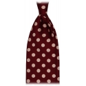 Viola Milano - Polka Dot Handprinted Selftipped Silk Tie - Wine/White - Handmade in Italy - Luxury Exclusive Collection