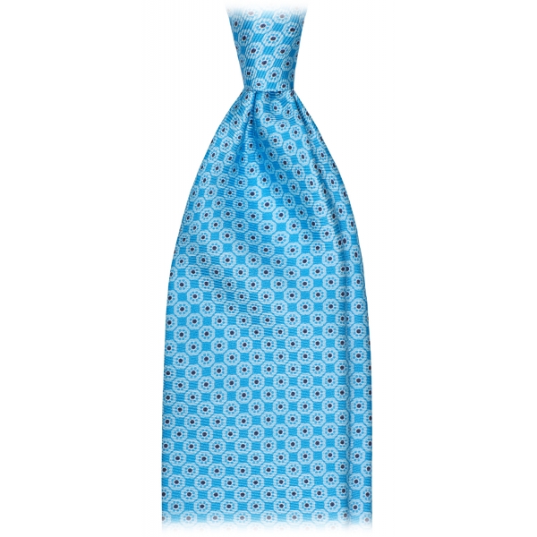 Viola Milano - Positano Floral Selftipped Silk Tie - Sky - Handmade in Italy - Luxury Exclusive Collection