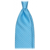 Viola Milano - Positano Floral Selftipped Silk Tie - Sky - Handmade in Italy - Luxury Exclusive Collection