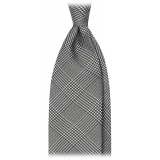 Viola Milano - Prince of Wales Selftipped Italian Silk Tie - Black - Handmade in Italy - Luxury Exclusive Collection