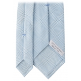 Viola Milano - Prince of Wales Selftipped Italian Silk Tie - Light Blue - Handmade in Italy - Luxury Exclusive Collection