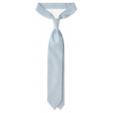 Viola Milano - Prince of Wales Selftipped Italian Silk Tie - Light Blue - Handmade in Italy - Luxury Exclusive Collection