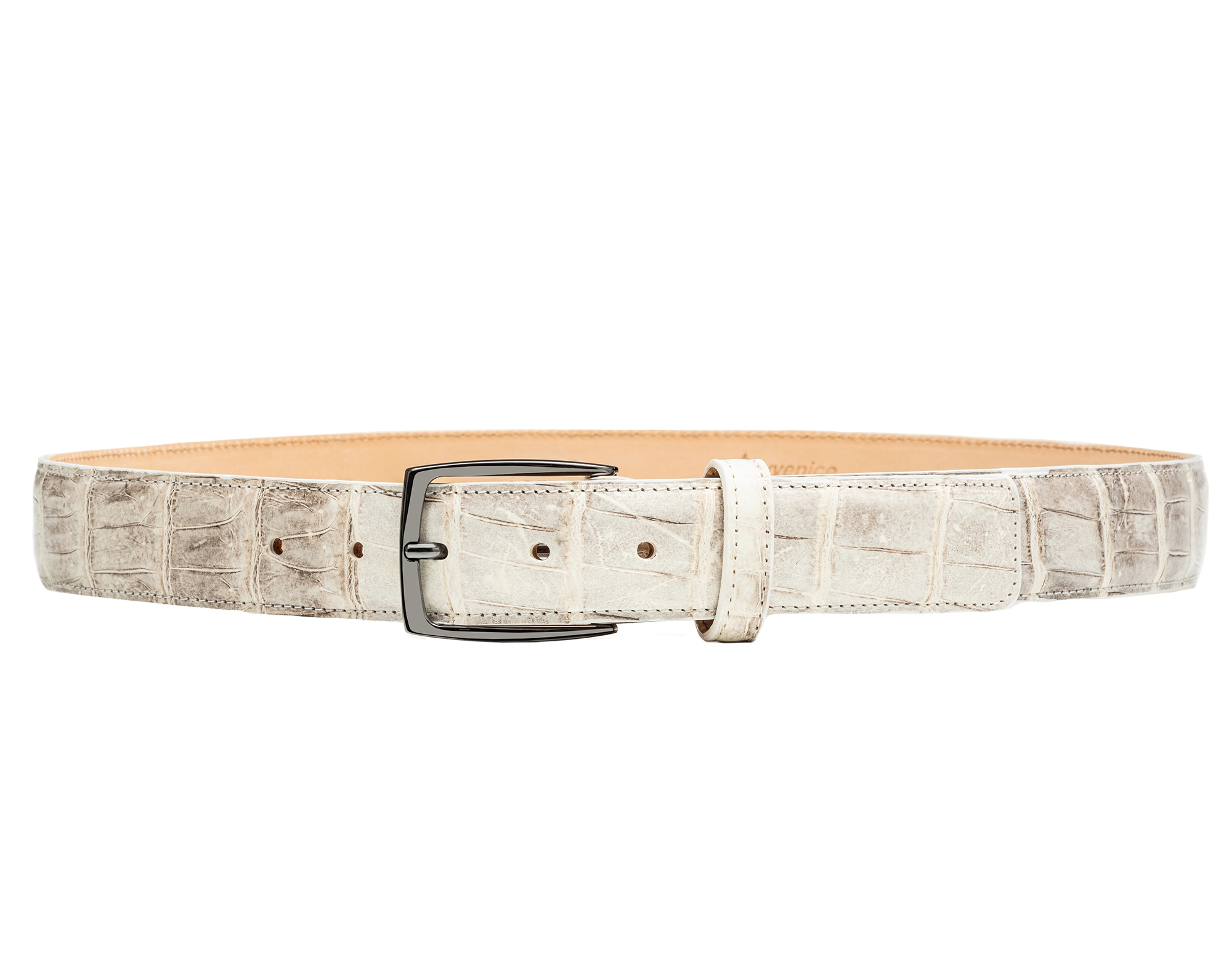 小物 ORCIANI white crocodile leather belt Avvenice - Astrea - Crocodile Belt - Himalaya - Handmade in