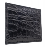 Avvenice - Crocodile Credit Card Holder - Black - Handmade in Italy - Exclusive Luxury Collection