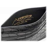 Avvenice - Crocodile Credit Card Holder - Black - Handmade in Italy - Exclusive Luxury Collection