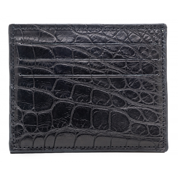 Avvenice - Crocodile Credit Card Holder - Black - Handmade in Italy - Exclusive Luxury Collection