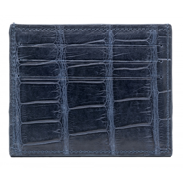 Avvenice - Crocodile Credit Card Holder - Blue - Handmade in Italy - Exclusive Luxury Collection
