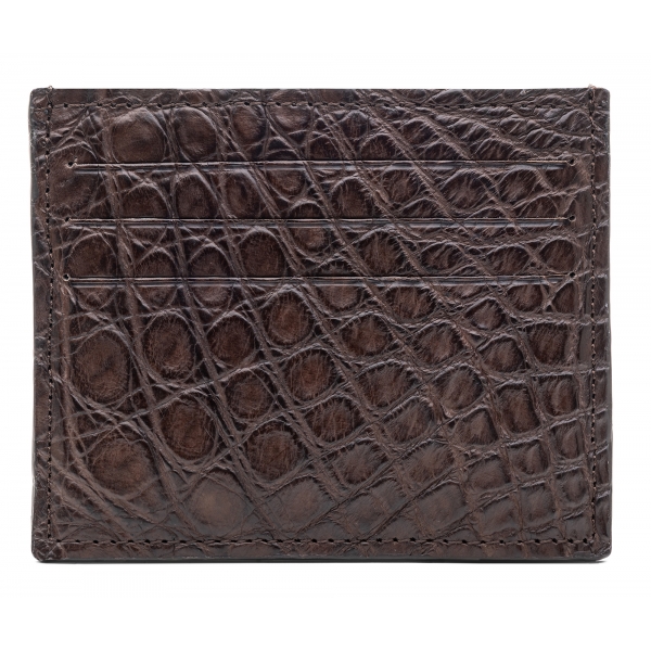 Avvenice - Crocodile Credit Card Holder - Brown - Handmade in Italy - Exclusive Luxury Collection