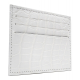 Avvenice - Crocodile Credit Card Holder - Pearly White - Handmade in Italy - Exclusive Luxury Collection