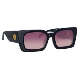 Linda Farrow - Nieve Rectangular Sunglasses in Black Wine - LFL1297C5SUN - Linda Farrow Eyewear