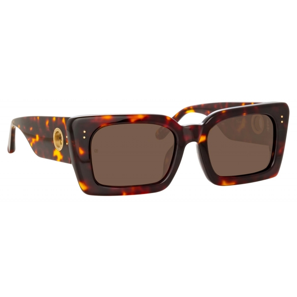 Linda Farrow - Nieve Rectangular Sunglasses in Tortoiseshell - LFL1297C2SUN - Linda Farrow Eyewear