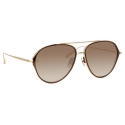 Linda Farrow - Noa Aviator Sunglasses in Light Gold - LFL1319C2SUN - Linda Farrow Eyewear