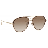 Linda Farrow - Noa Aviator Sunglasses in Light Gold - LFL1319C2SUN - Linda Farrow Eyewear