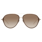 Linda Farrow - Noa Aviator Sunglasses in Light Gold - LFL1319C2SUN - Linda Farrow Eyewear