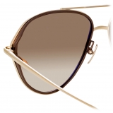 Linda Farrow - Noa Aviator Sunglasses in Light Gold - LFL1319C2SUN - Linda Farrow Eyewear