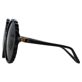 Linda Farrow - Nova Round Sunglasses in Black - LFL1354C1SUN - Linda Farrow Eyewear