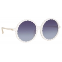 Linda Farrow - Nova Round Sunglasses in Cream - LFL1354C4SUN - Linda Farrow Eyewear