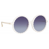 Linda Farrow - Nova Round Sunglasses in Cream - LFL1354C4SUN - Linda Farrow Eyewear