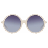 Linda Farrow - Nova Round Sunglasses in Cream - LFL1354C4SUN - Linda Farrow Eyewear