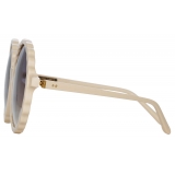 Linda Farrow - Nova Round Sunglasses in Cream - LFL1354C4SUN - Linda Farrow Eyewear