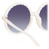 Linda Farrow - Nova Round Sunglasses in Cream - LFL1354C4SUN - Linda Farrow Eyewear