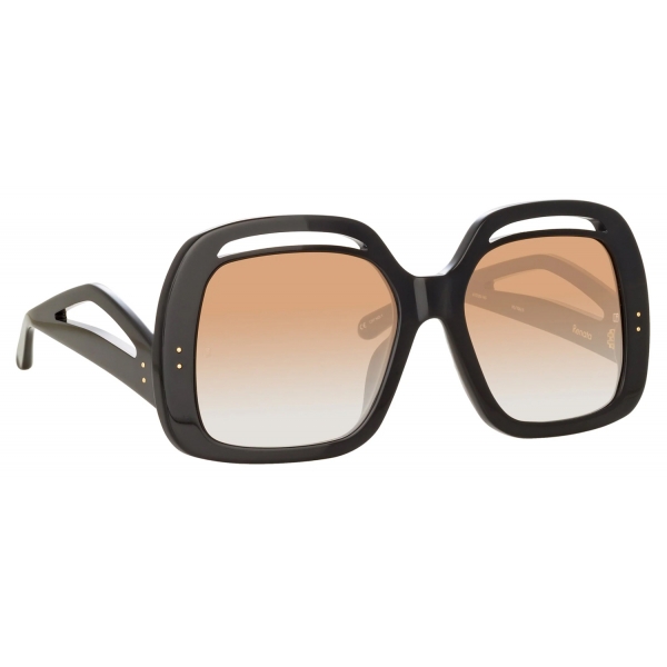 Linda Farrow - Renata Oversized Sunglasses in Black Camel - LFL1126C5SUN - Linda Farrow Eyewear