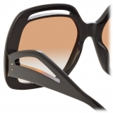 Linda Farrow - Renata Oversized Sunglasses in Black Camel - LFL1126C5SUN - Linda Farrow Eyewear