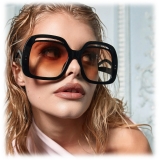 Linda Farrow - Renata Oversized Sunglasses in Black Camel - LFL1126C5SUN - Linda Farrow Eyewear