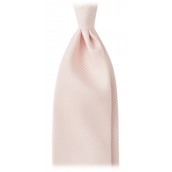 Viola Milano - Prince of Wales Selftipped Italian Silk Tie - Pink - Handmade in Italy - Luxury Exclusive Collection