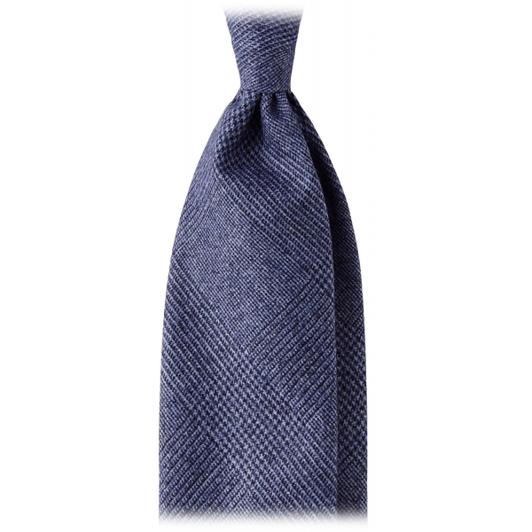 Viola Milano - Prince of Wales Untipped 100% Wool Tie - Blue Mix - Handmade in Italy - Luxury Exclusive Collection
