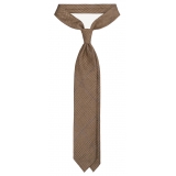 Viola Milano - Prince of Wales Untipped Linen Tie - Beige/Blue - Handmade in Italy - Luxury Exclusive Collection