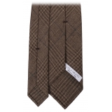 Viola Milano - Prince of Wales Untipped Linen Tie - Beige/Green - Handmade in Italy - Luxury Exclusive Collection