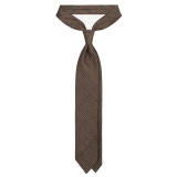 Viola Milano - Prince of Wales Untipped Linen Tie - Beige/Green - Handmade in Italy - Luxury Exclusive Collection