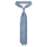 Viola Milano - Prince of Wales Untipped Linen Tie - Light Blue Mix - Handmade in Italy - Luxury Exclusive Collection