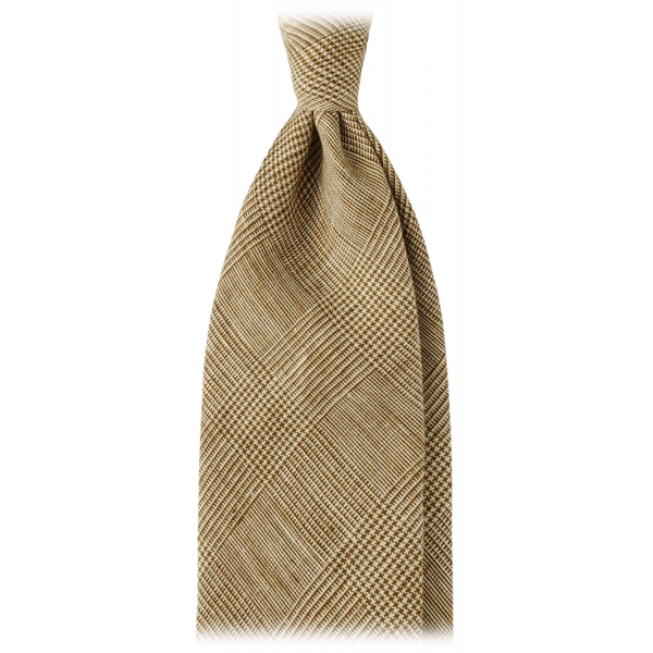 Viola Milano - Prince of Wales Untipped Linen Tie - Natural Mix - Handmade in Italy - Luxury Exclusive Collection