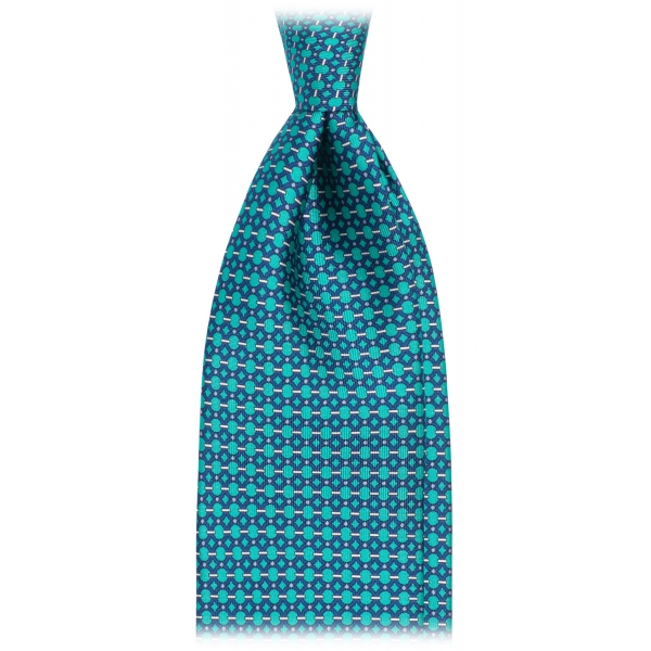Viola Milano - Roman Chain Selftipped Italian Silk Tie - Turqouise Mix - Handmade in Italy - Luxury Exclusive Collection