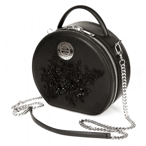 Janné Hebuterné - Round Bag - Calfskin Bag - Black - Handmade in Italy - Luxury Exclusive Collection