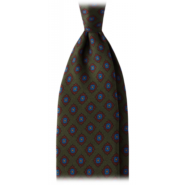 Viola Milano - Rosette Pattern Selftipped Silk Tie - Forest - Handmade in Italy - Luxury Exclusive Collection