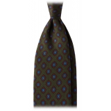 Viola Milano - Rosette Pattern Selftipped Silk Tie - Forest - Handmade in Italy - Luxury Exclusive Collection