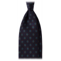 Viola Milano - Rosette Pattern Selftipped Silk Tie - Navy - Handmade in Italy - Luxury Exclusive Collection