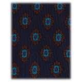 Viola Milano - Rosette Pattern Selftipped Silk Tie - Navy - Handmade in Italy - Luxury Exclusive Collection