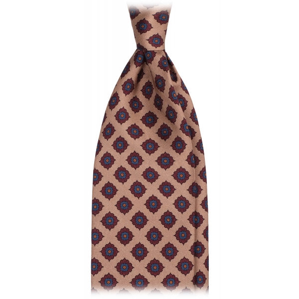 Viola Milano - Rosette Pattern Selftipped Silk Tie - Sand - Handmade in Italy - Luxury Exclusive Collection
