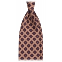 Viola Milano - Rosette Pattern Selftipped Silk Tie - Sand - Handmade in Italy - Luxury Exclusive Collection