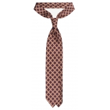 Viola Milano - Rosette Pattern Selftipped Silk Tie - Sand - Handmade in Italy - Luxury Exclusive Collection