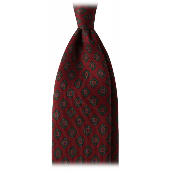 Viola Milano - Rosette Pattern Selftipped Silk Tie - Wine - Handmade in Italy - Luxury Exclusive Collection